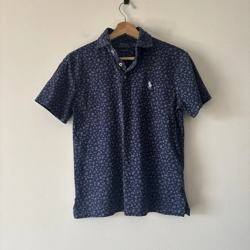 Polo Ralph Lauren CUSTOM SLIM FIT Men’s SMALL Floral Polo Shirt Preppy Old Money